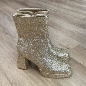 Amazon Gold Glitter Heeled Boots